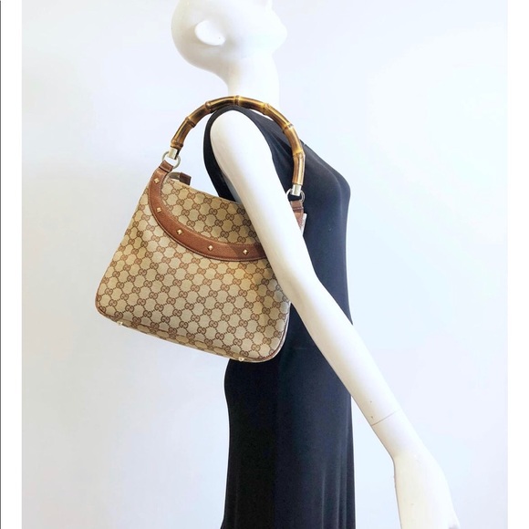Authentic Gucci monogram bamboo handle bag - Picture 1 of 8